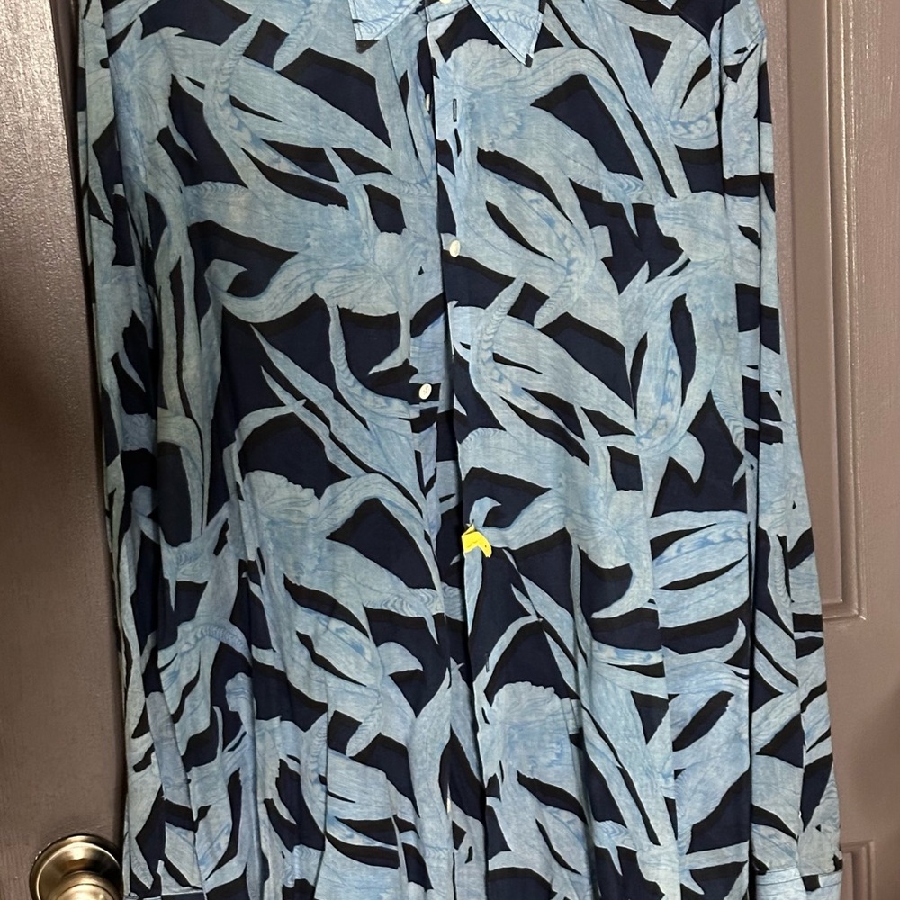 Theory Blue and Black Casual Button Down Shirt